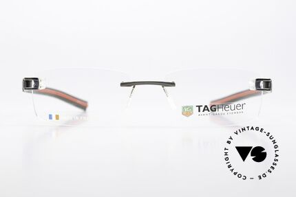 Tag Heuer 7643 Fold Avantgarde Brille Randlos, color code 018: mattschwarz / rot - Ruthenium, Passend für Herren