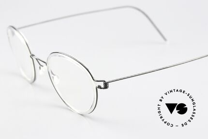 Lindberg Jackie 44 Air Titan Rim Unisexbrille Im Panto Stil, grau-schwarze Fassung mit Inner-Rand in "kristall-klar", Passend für Herren und Damen