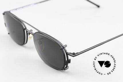 Christian Roth 2404 Eckige Vintage Brille Clip On, praktischer Sonnen-Clip in grau; 100% UV Protection, Passend für Herren und Damen