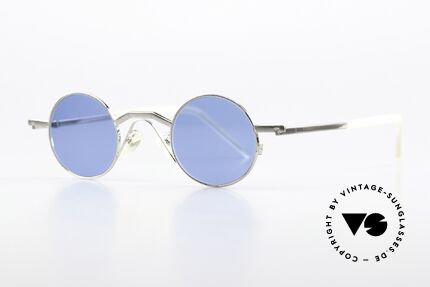 Christian Roth 2502 Runde Brille Im Bauhaus Stil, mit blauen Sonnengläsern für 100% UV Protection, Passend für Herren und Damen