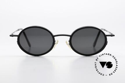 Christian Roth 2411 Ovale Sonnenbrille 1994, schwarze Metall-Brillenfassung mit Azetat-Ringen, Passend für Herren und Damen