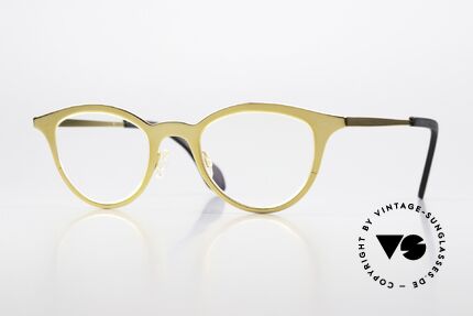 Theo Belgium Mille 21 Glänzend Chrom Gold 24kt, enorm auffällige THEO Damen-Designerbrille, Passend für Damen