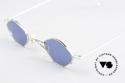 Christian Roth 2402 Achteck Sonnenbrille Silber, mit blauen Sonnengläsern (für 100% UV Protection), Passend für Herren und Damen