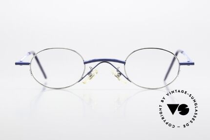 Christian Roth 2400 Ovale Brille Im Bauhaus Stil, Brillengestell: "silber glänzend" & "dunkelblau", Passend für Herren und Damen