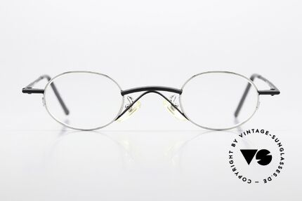 Christian Roth 2400 Kleine Ovale 90er Brille, Brillengestell: "silber glänzend" & "mattschwarz", Passend für Herren und Damen