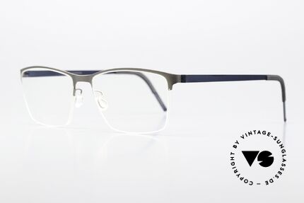 Lindberg 7405 Strip Titanium Markante Herrenbrille 2018, halb rahmenlos (Nylor-Faden) in grau und dunkelblau, Passend für Herren