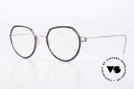 Lindberg Gillian Air Titan Rim Silber Glänzend Dark Violet, markant veredelte Air Titanium Version mit Azetat-Rand, Passend für Damen