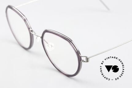 Lindberg Gillian Air Titan Rim Silber Glänzend Dark Violet, color P10 = silber glänzend mit Azetat in "dunkelviolett", Passend für Damen