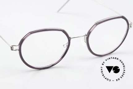 Lindberg Gillian Air Titan Rim Silber Glänzend Dark Violet, ungetragenes Designerstück + orig. Lindberg Magnet-Etui, Passend für Damen
