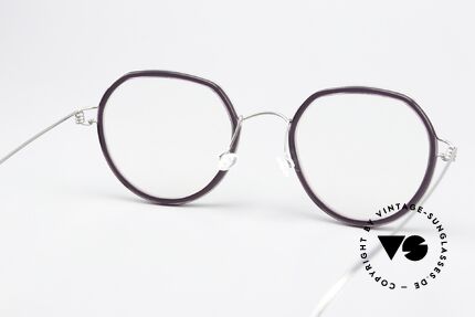 Lindberg Gillian Air Titan Rim Silber Glänzend Dark Violet, Fassung kann beliebig (optisch / Sonne) verglast werden, Passend für Damen