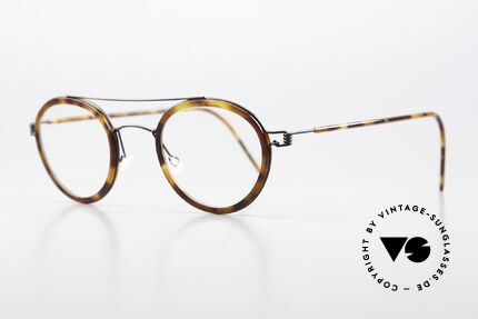 Lindberg Teitur 44 Air Titan Rim Titanbrille Aus Dänemark, Innenrand = in SCHILDPATT, Größe 44/25, Bügel 145mm, Passend für Herren und Damen