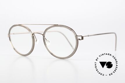 Lindberg Teitur 49 Air Titan Rim Leichte Runde Pantobrille, bronze Rahmen mit Innenrand in "smoke gray", Gr. 49/23, Passend für Herren und Damen