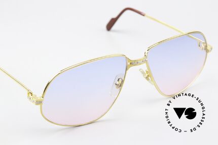 Cartier Panthere G.M. - XL Gläser Babyblau Pink Verlauf, 22kt vergoldete Fassung (wie alle alten Cartier Brillen), Passend für Herren