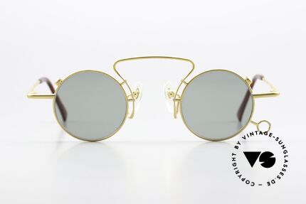 Kansai Yamamoto KY027E Crazy Rund 90er Sonnenbrille, vergoldeter Titanium-Rahmen; "crazy round design", Passend für Herren und Damen
