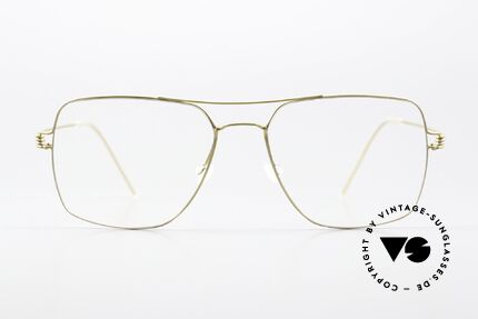 Lindberg Joshua Air Titan Rim Herrenbrille Eckig Aviator, Modell Joshua in Größe 55-17, 145, col GT = mattgold, Passend für Herren