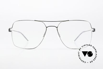 Lindberg Joshua Air Titan Rim Eckige Pilotenbrille Herren, Mod. Joshua; Gr. 55-17, 145, col PU9 = schwarz poliert, Passend für Herren