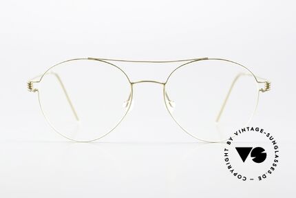 Lindberg Nomi 49 Air Titan Rim Weibliche Aviator Brille, Modell Nomi in Größe 49-17, color PGT = gold poliert, Passend für Damen