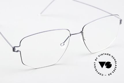 Lindberg Selim Air Titan Rim Eckige Brille Dunkelblau, Titan-Fassung kann natürlich beliebig verglast werden, Passend für Herren und Damen