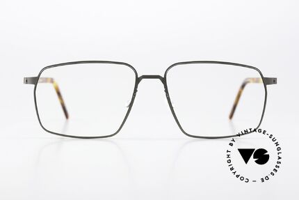 Lindberg 9635 Strip Titanium Version Mit Azetatbügeln, unisex Modell 9635, Größe 56/15, grau und schildpatt, Passend für Herren und Damen
