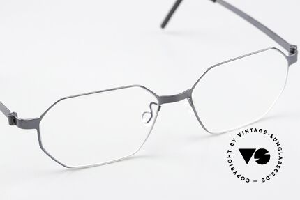 Lindberg 9634 Strip Titanium Blaugrau Polierter Rahmen, ungetragenes Designerstück + orig. Lindberg Hartetui, Passend für Herren und Damen
