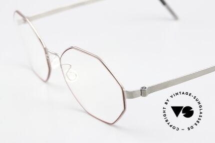 Lindberg 9609 Strip Titanium Damenbrille In Silber Rot, eher eine schöne Damenbrille aufgrund der Kolorierung, Passend für Damen