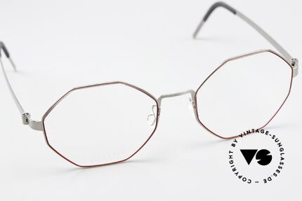 Lindberg 9609 Strip Titanium Damenbrille In Silber Rot, ungetragenes Designerstück + orig. Lindberg Hartetui, Passend für Damen