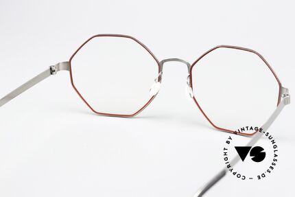 Lindberg 9609 Strip Titanium Damenbrille In Silber Rot, die Fassung kann natürlich beliebig verglast werden, Passend für Damen
