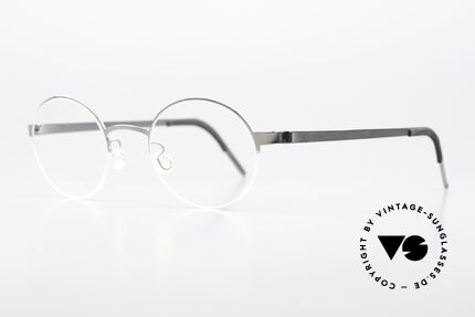 Lindberg 7413 Strip Titanium Runde Nylorbrille Silber, halb rahmenlos (Nylor-Faden) col. P10: silber poliert, Passend für Herren und Damen