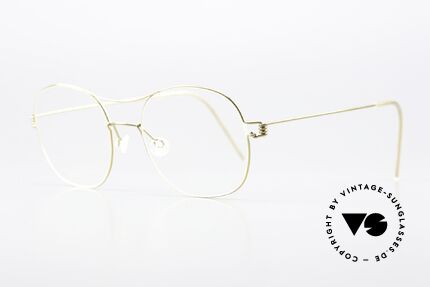 Lindberg Rasmus 47 Air Titan Rim Titan Brille Gold Glänzend, sehr elegante Designer-Brille für Damen und Herren, Passend für Herren und Damen