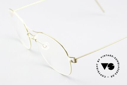 Lindberg Rasmus 47 Air Titan Rim Titan Brille Gold Glänzend, hochwertig, stilvoll & innovativ = Prädikat "VINTAGE", Passend für Herren und Damen