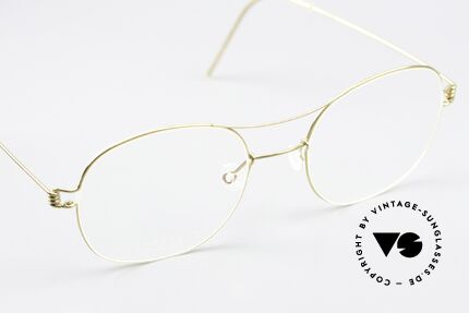 Lindberg Rasmus 47 Air Titan Rim Titan Brille Gold Glänzend, ungetragenes Einzelstück + orig. Lindberg Magnet-Etui, Passend für Herren und Damen