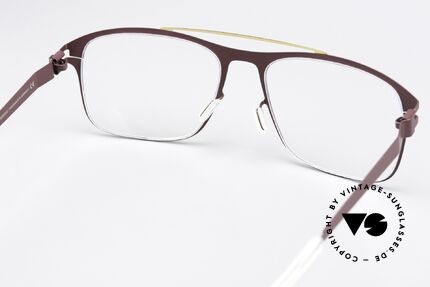 Mykita Corrado Eckige Brille Burgundy Gold, die Fassung ist beliebig verglasbar (optisch / Sonne), Passend für Herren und Damen