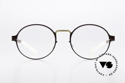 Mykita Ninni Runde Brille Burgundy Gold, Brille der Decades-Kollektion (2012 - 2014 gefertigt), Passend für Herren und Damen