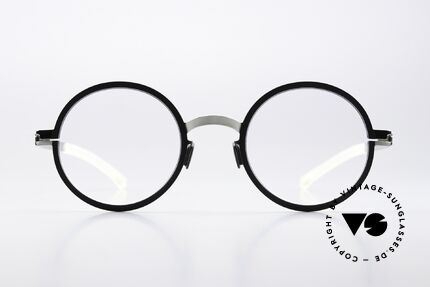 Mykita Bibi Runde Brille Schwarz Silber, runde Brille Decades-Kollektion; 2012-2018 gefertigt, Passend für Herren und Damen