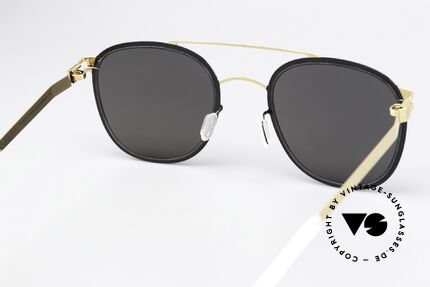 Mykita Keaton Sonnenbrille Gold Schwarz, Sonnengläser (100% UV) können auch ersetzt werden, Passend für Herren und Damen