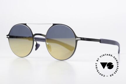 Mykita Mylon Lupine Sonnenbrille Verspiegelt Rund, Shiny Graphite/Navy Blue Pearlygold Flash, Passend für Herren und Damen
