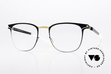Mykita Thabani Eckige Brille Schwarz Gold Details