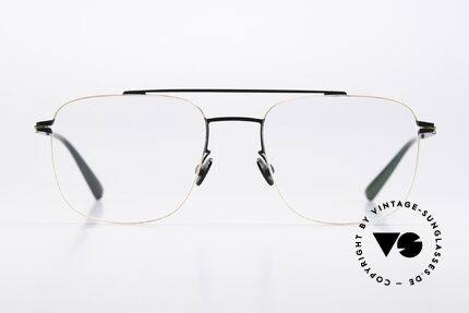 Mykita Yuuto Eckige Fassung Schwarz Gold, eckige Brille aus der LESSRIM-Kollektion von 2018, Passend für Herren