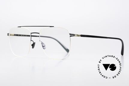 Mykita Yuuto Eckige Fassung Schwarz Gold, Farbcode 056: black/gold; sehr markante Herrenbrille, Passend für Herren