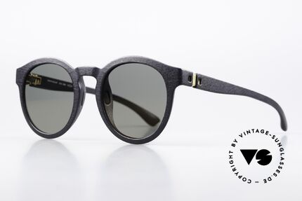 Mykita Mylon Giba Designersonnenbrille Panto, Pitch Black Lightgold Flash: leicht verspiegelt, Passend für Herren und Damen