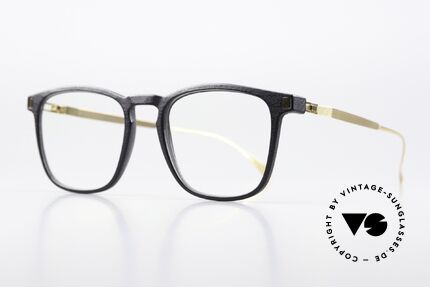 Mykita Mylon Jujubi Eckige Pantobrille Schwarz Gold, 'made in Germany' Designer-Brille für Kenner, Passend für Herren und Damen