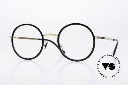 Mykita Meja Runde Brille Schwarz Gold Details