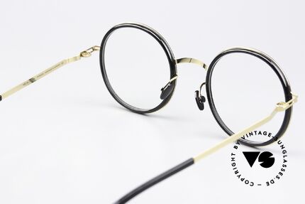 Mykita Meja Runde Brille Schwarz Gold, Rahmen ist beliebig verglasbar (optisch oder Sonne), Passend für Herren und Damen