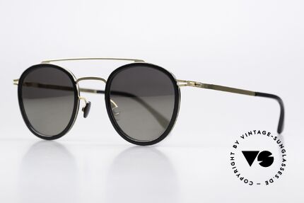 Mykita Olli Panto Sonnenbrille Schwarz Gold, eleganter, zeitloser Color Code 945 = Schwarz/Gold, Passend für Herren und Damen