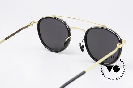Mykita Olli Panto Sonnenbrille Schwarz Gold, Sonnengläser (100% UV) sind ggf. auch austauschbar, Passend für Herren und Damen