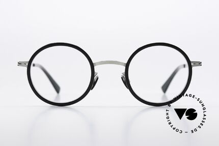 Mykita Eetu Runde Brille Shiny Silver Ash, Brille der LITE-Kollektion mit Azetat-Einfassungen, Passend für Herren und Damen