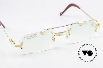 Machiavelli 17-301 Philosophen Brille Randlos, herausragende Qualität (vergoldeter Titanium-Rahmen), Passend für Herren