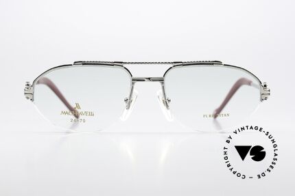 Machiavelli 24-70 Alte 80er Brille Platinum, Kollektion benannt nach dem italienischen Philosophen, Passend für Herren