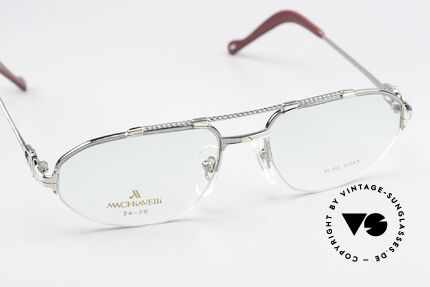 Machiavelli 24-70 Alte 80er Brille Platinum, halb rahmenlos (Nylor-Brille) & entspechend komfortabel, Passend für Herren