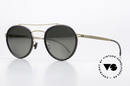 Mykita Mylon Hay Panto Sonnenbrille Verspiegelt, 306: Pitch Black / Glossy Gold Gunmetal Flash, Passend für Herren und Damen